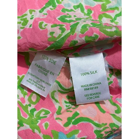 Lilly Pulitzer Elsa Silk Top, Roxie Pink Floral Long Sleeve Blouse Size Large - Picture 6 of 11